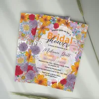 Orange Red Purple Garden Flowers Bridal Shower Invitation