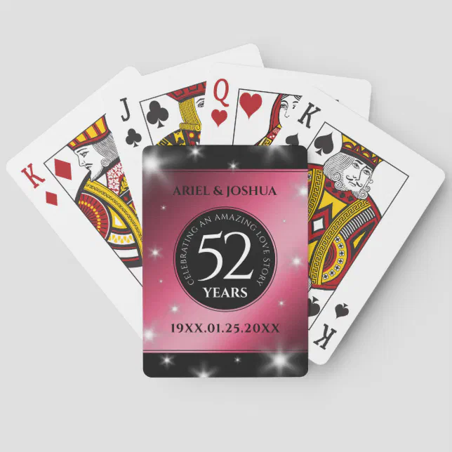 Elegant 52nd Star Ruby Wedding Anniversary Poker Cards