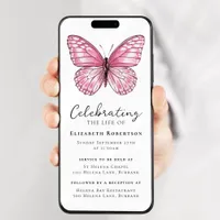 Pink Butterfly Funeral Digital Evite Invitation