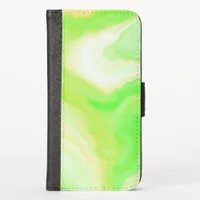 Lime Green, Yellow, Orange and White Marble Swirls iPhone X Wallet Case