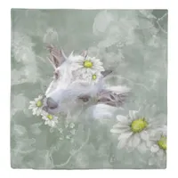 Daisy the Baby Goat Watercolor Portrait Duvet Cover