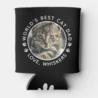 World's Best Cat Dad Fun Personalized Pet Photo Can Cooler