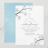 White Cherry Blossoms Confirmation Invitation