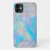 Custom Name Opal Stone Glitter iPhone 11 Case