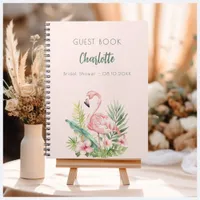 Guest book bridal shower pink flamingo