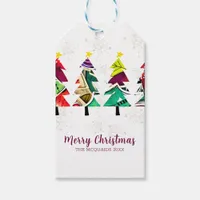 Colorful Boho Christmas Trees Pattern   Gift Tags