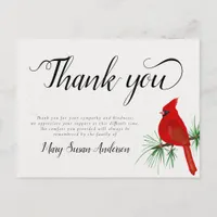 Cardinal Funeral Memorial Thank You Note Postcard