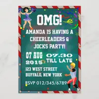 Cheerleaders and Jocks Chalkboard Invitation