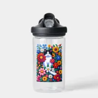 Pixel Art Cat, Kitten and Flowers Personalized Water Bottle