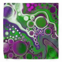 Purple and Green Marble Fluid Art    Bandana
