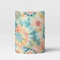 Tie Dye Print Pillar Candle