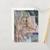 A pretty face mixed media collage numbers postcard