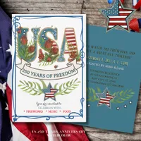 US 250 Years of Freedom  Watercolor 4th July  Invitation