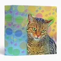 Cute kitten - abstract - colorful painting 3 ring binder