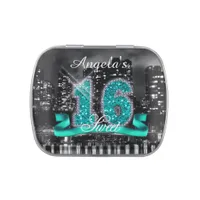 City Lights Sweet Sixteen Teal ID120 Jelly Belly Tin