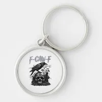 Funny F-Caw-F Crow Funny Halloween Retro Classic Keychain