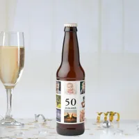 50th birthday party photo collage guy beer bottle label