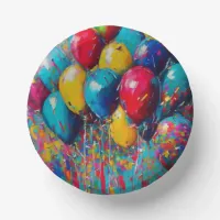 Colorful Fun Birthday Balloons Cake Paper Bowls