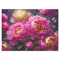 Gorgeous pink peonies with golden accents  tissue paper