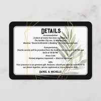 Modern Arched Black Gold Wedding Botanical Theme Enclosure Card