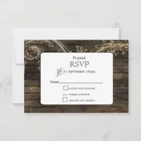 Barnwood flourish rustic wedding RSVP