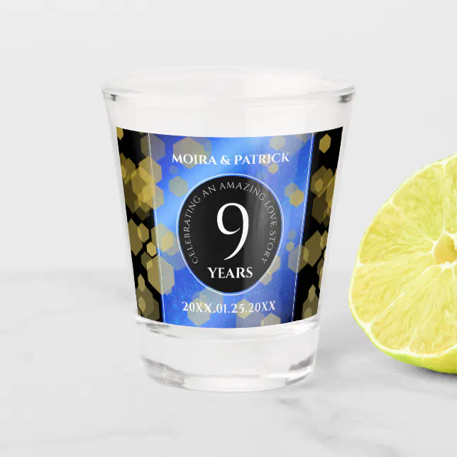 Elegant 9th Lapis Lazuli Wedding Anniversary Shot Glass