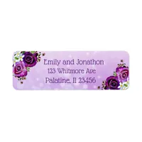 Purple Roses Floral Return Address Label