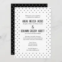 Elegant Black & White Polka-Dotted Reception Invitation