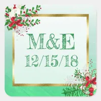 Green Winter Wedding Personalized Stickers