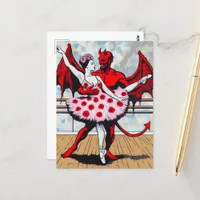 Devil Dances With ballerina in a Poppy Dress Postcard