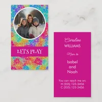 Colorful floral Mom to photo pink Let's play Calling Card