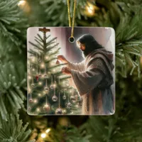 Jesus the Messiah Decorating Christmas Tree Ceramic Ornament