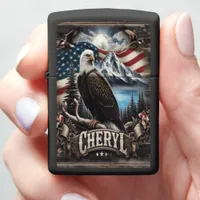 Bald Eagle With American Flag Zippo Lighter