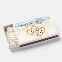 Beach Wedding Matchboxes with Sand Hearts