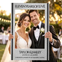 Elegant 11th Steel Wedding Anniversary Celebration Selfie Frame