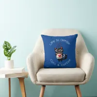 Life is Better with Cats and Coffee Cat Hearts Throw Pillow