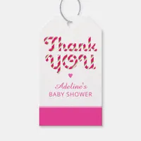 Pink Candy Cane Baby Shower Thank You Tag
