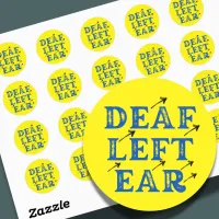 Deaf Left Ear Hard of Hearing Deafness  Classic Round Sticker