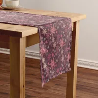 Elegant Pink Snowflakes Holiday Table Runner