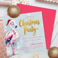 Pink Flamingo Christmas Party Invitation