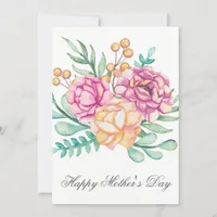 Pretty Watercolor Florals Mothers Day Card