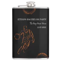 Black Orange Basketball themed party weekend Flask