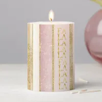 Pink Gold Christmas Fa La La Pattern#27 ID1009 Pillar Candle