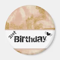 *~* Vintage Pink Gold Glitter Golden -  Distressed Magnet