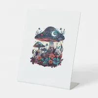 Cottagecore And Aesthetic Goblincore Mushroom Fair Pedestal Sign