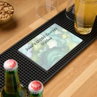 Serenity in Green Abstract Flowing Forms Bar Mat