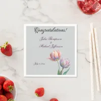 Romantic and Poetic Pastel Tulips Watercolor Napkins