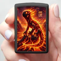 Fiery Creature Thriving in a Molten Landscape Zippo Lighter