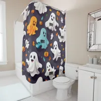 Friendly Ghosts Fall Bathroom Decor Shower Curtain