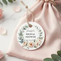 Pink Peony Watercolor Eucalyptus Bridal Shower Favor Tags
